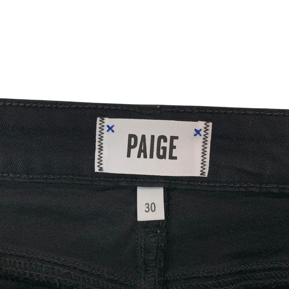 Paige Verdugo Ultra Skinny Black Jeans 30 Zip Button Fly Mid Rise Stretch Denim - Picture 2 of 7
